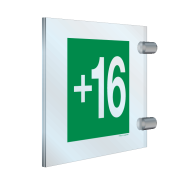 PIKT-O-NORM - VERDIEPING, NIVEAU +16, RECTO/VERSO, PLEXI ZIJWAARTS MUUR OF RECHTSTREEKS PLAFOND 2x 150x150x3 MM INCLUSIEF 2 BEVESTIGINGEN B81004