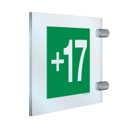 PIKT-O-NORM - VERDIEPING, NIVEAU +17, RECTO/VERSO, PLEXI ZIJWAARTS MUUR OF RECHTSTREEKS PLAFOND 2x 150x150x3 MM INCLUSIEF 2 BEVESTIGINGEN B81004