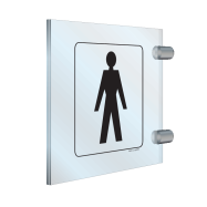 PIKT-O-NORM - WC HEREN, ZWART, RECTO/VERSO, PLEXI ZIJWAARTS MUUR OF RECHTSTREEKS PLAFOND 2x 150x150x3 MM INCLUSIEF 2 BEVESTIGINGEN B81004