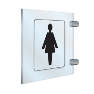 PIKT-O-NORM - WC DAMES, ZWART, RECTO/VERSO, PLEXI ZIJWAARTS MUUR OF RECHTSTREEKS PLAFOND 2x 150x150x3 MM INCLUSIEF 2 BEVESTIGINGEN B81004