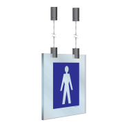 PIKT-O-NORM - WC HEREN, RECTO, PLEXI PLAFOND 150x150x6 MM INCLUSIEF 2x B81005, 2x B81006 EN 1x B57101, 3 METER INOX KABEL