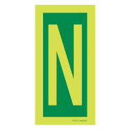 PIKT-O-NORM - LETTER N, FOTOLUMINESCEREND PVC 75x150 MM IMO SIGNS