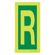 PIKT-O-NORM - LETTER R, FOTOLUMINESCEREND PVC 75x150 MM IMO SIGNS