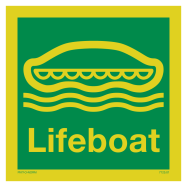 PIKT-O-NORM - LIFEBOAT MET TEKST LIFEBOAT, FOTOLUMINESCEREND PVC 150x150x1.1 MM IMO SIGNS