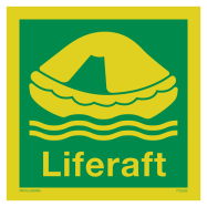 PIKT-O-NORM - LIFERAFT MET TEKST LIFERAFT, FOTOLUMINESCEREND PVC 150x150x1.1 MM IMO SIGNS