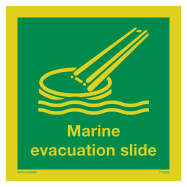 PIKT-O-NORM - EVACUATION SLIDE MET TEKST EVACUATION SLIDE, FOTOLUMINESCEREND PVC 150x150 MM IMO SIGNS