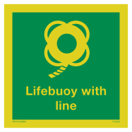 PIKT-O-NORM - LIFEBUOY WITH LINE MET TEKST LIFEBUOY WITH LINE, FOTOLUMINESCEREND PVC 150x150x1.1 MM IMO SIGNS