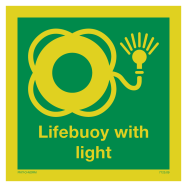 PIKT-O-NORM - LIFEBUOY WITH LIGHT MET TEKST LIFEBUOY WITH LIGHT, FOTOLUMINESCEREND PVC 150x150x1.1 MM IMO SIGNS