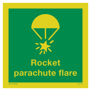 PIKT-O-NORM - ROCKET PARACHUTE FLARES MET TEKST ROCKET PARACHUTE FLARES, FOTOLUMINESCEREND PVC 150x150 MM IMO SIGNS