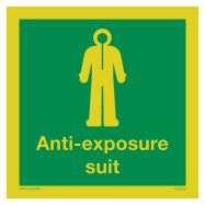 PIKT-O-NORM - ANTI-EXPOSURE SUIT MET TEKST ANTI-EXPOSURE SUIT, FOTOLUMINESCEREND PVC 150x150 MM IMO SIGNS