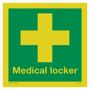 PIKT-O-NORM - FIRST AID MEDICAL LOCKER MET TEKST FIRST AID MEDICAL LOCKER, FOTOLUMINESCEREND PVC 150x150 MM IMO SIGNS