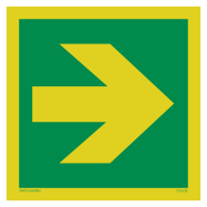 PIKT-O-NORM - DIRECTION ARROW RIGHT, FOTOLUMINESCEREND PVC 150x150 MM IMO SIGNS