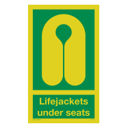 PIKT-O-NORM - LIFEJACKETS UNDER SEATS, FOTOLUMINESCEREND PVC 150x250 MM IMO SIGNS