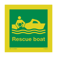 PIKT-O-NORM - RESCUE BOAT MET TEKST RESCUE BOAT, FOTOLUMINESCEREND VINYL 50x50 MM IMO SIGNS