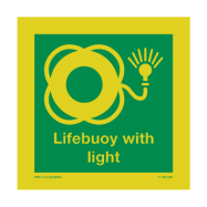 PIKT-O-NORM - LIFEBUOY WITH LIGHT MET TEKST LIFEBUOY WITH LIGHT, FOTOLUMINESCEREND VINYL 50x50 MM IMO SIGNS