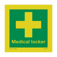 PIKT-O-NORM - MEDICAL LOCKER MET TEKST MEDICAL LOCKER, FOTOLUMINESCEREND VINYL 50x50 MM IMO SIGNS