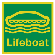 PIKT-O-NORM - LIFE BOAT MET TEKST LIFE BOAT, FOTOLUMINESCEREND VINYL 300x300 MM IMO SIGNS