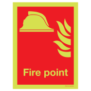 PIKT-O-NORM - FIRE POINT MET TEKST, FOTOLUMINESCEREND PVC 150x200 MM IMO SIGNS