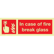 PIKT-O-NORM - IN CASE OF FIRE BREAK GLASS, PVC PHOTOLUMINESCENT 300x100 MM IMO SIGNS