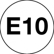 E10, ONGELODE BENZINE RON 95, VINYL WIT Ø 35 MM MET ZWARTE TEKST - 0