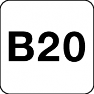 B20, DIESEL +20% BIODIESEL, VINYL WIT 35x35 MM MET ZWARTE TEKST - 0