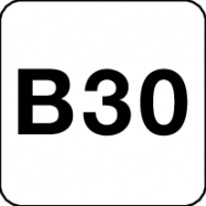 B30, DIESEL +30% BIODIESEL, VINYL WIT 35x35 MM MET ZWARTE TEKST - 0