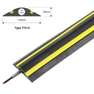 PIKT-O-NORM - TIJDELIJKE VERKEERSREMMENDE KABELBRUG TYPE TTC/1, ZWART MET GELE WAARSCHUWINGSSTREPEN, L4500xB130xH30 MM, 1 KANAAL Ø20 MM