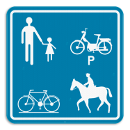 F99a aanwijzingsborden:  voorbehouden voor het verkeer van voetgangers, fietsers, ruiiters en bestuurders van speed pedelecs - PKF99aREEK