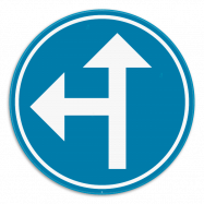 D3a verkeersbord gebod:  verplicht om één van de door de pijlen aangegeven richtingen te volgen - KD3aREEKS