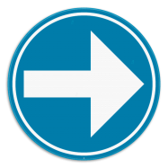D1b verkeersbord gebod;  verplichting de door de pijl aangeduide richting te volgen; rechts of links - KD1bREEKS