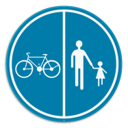 D9a verkeersbord gebod:  deel van de openbare weg gereserveerd voor het verkeer van voetgangers, fietsen en tweewielige bromfietsen klasse A - KD9aREEKS