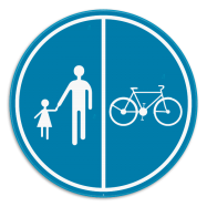 D9b verkeersbord gebod:  deel van de openbare weg gereserveerd voor het verkeer van voetgangers, fietsen en tweewielige bromfietsen klasse A - KD9bREEKS