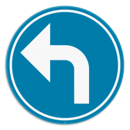 D1e verkeersbord gebod;  verplicht aangeduide richting te volgen (linksaf) - KD1eREEKS