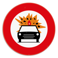 C24b verkeersbord verbod;  verboden toegang voor bestuurders van voertuigen die gevaarlijke ontvlambare of ontplofbare stoffen vervoeren - KC24bREEKS