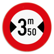 C27 verkeersbord verbod; met een voorbeeld van breedte verboden toegang voor bestuurders van voertuigen waarvan de breedte, lading inbegrepen, groter is dan de aangeduide - KC27REEKS