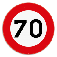 C43 verkeersbord verbod; met een voorbeeld KM verbod te rijden met een grotere snelheid dan deze die is aangeduid - PKC43REEKS
