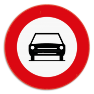 C5 verkeersbord verbod;  verboden toegang voor bestuurders van voertuigen met meer dan twee wielen en motorfietsen met zijspan - KC5REEKS