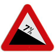 A3 verkeersbord gevaar: voorbeeld gevaarlijke daling - KA3REEKS