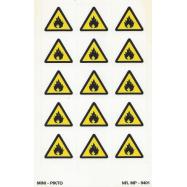 PIKT-O-NORM - ONTVLAMBARE STOFFEN, ISO 7010, MINI PICTOGRAM, VINYL 25x28 MM, 15/VEL