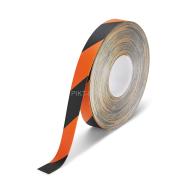 PIKT-O-NORM - PERMAROUTE PVC WAARSCHUWINGSTAPE ORANJE-ZWART SCHUIN GESTREEPT, PERMANENT, 25MMx30M