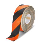 PIKT-O-NORM - PERMAROUTE PVC WAARSCHUWINGSTAPE ORANJE-ZWART SCHUIN GESTREEPT, PERMANENT, 75MMx30M