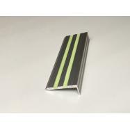  - TRAPNEUS ANTISLIP, ZWARTE ALUMINIUM MET FOTOLUMINENESCERENDE STRIPS, 1000x35x14 MM NIET ZELFKLEVEND