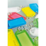 Plastic sleutelhangers uit verschillende kleuren Verpakking van 25. - V29045